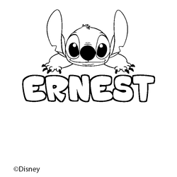 Coloraci&oacute;n del nombre ERNEST - decorado Stitch