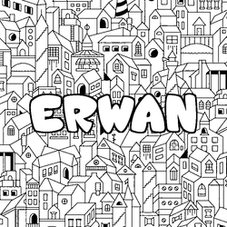 Coloraci&oacute;n del nombre ERWAN - decorado ciudad