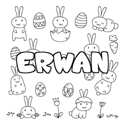 Coloraci&oacute;n del nombre ERWAN - decorado Pascua
