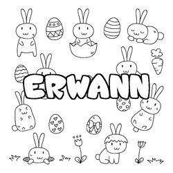 Coloraci&oacute;n del nombre ERWANN - decorado Pascua