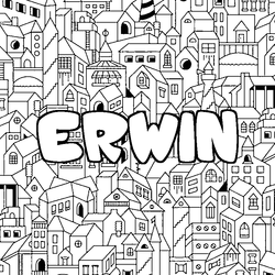 Coloraci&oacute;n del nombre ERWIN - decorado ciudad