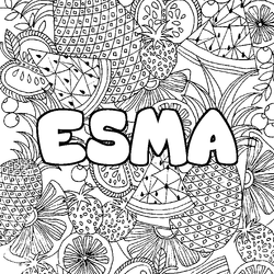 Coloraci&oacute;n del nombre ESMA - decorado mandala de frutas