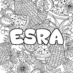 Coloraci&oacute;n del nombre ESRA - decorado mandala de frutas