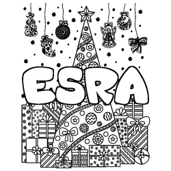 Coloraci&oacute;n del nombre ESRA - decorado &aacute;rbol de Navidad y regalos