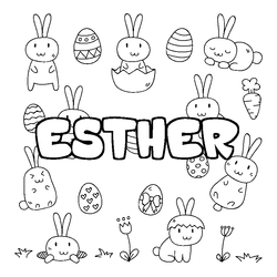 Coloraci&oacute;n del nombre ESTHER - decorado Pascua