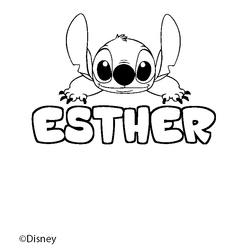 Coloraci&oacute;n del nombre ESTHER - decorado Stitch