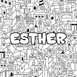 Coloraci&oacute;n del nombre ESTHER - decorado ciudad