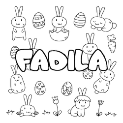 Coloraci&oacute;n del nombre FADILA - decorado Pascua
