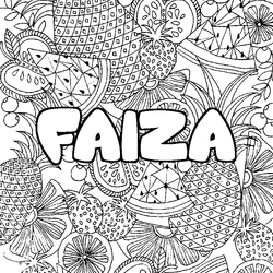Coloraci&oacute;n del nombre FAIZA - decorado mandala de frutas