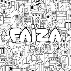 Coloraci&oacute;n del nombre FAIZA - decorado ciudad