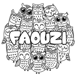 Coloraci&oacute;n del nombre FAOUZI - decorado b&uacute;hos