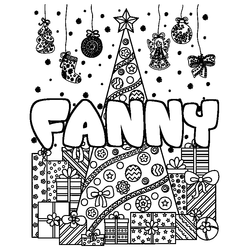 Coloraci&oacute;n del nombre FANNY - decorado &aacute;rbol de Navidad y regalos