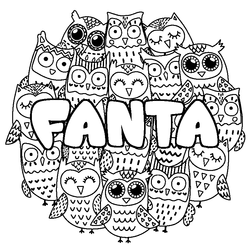 Coloraci&oacute;n del nombre FANTA - decorado b&uacute;hos