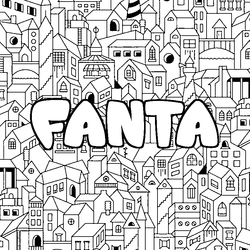 Coloraci&oacute;n del nombre FANTA - decorado ciudad