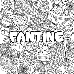 Coloraci&oacute;n del nombre FANTINE - decorado mandala de frutas
