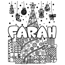 Coloraci&oacute;n del nombre FARAH - decorado &aacute;rbol de Navidad y regalos