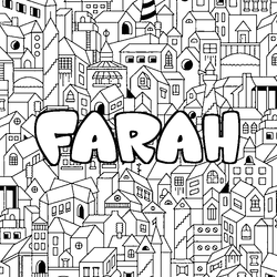 Coloraci&oacute;n del nombre FARAH - decorado ciudad