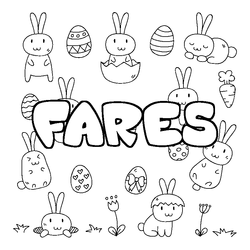 Coloraci&oacute;n del nombre FARES - decorado Pascua