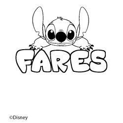 Coloraci&oacute;n del nombre FARES - decorado Stitch