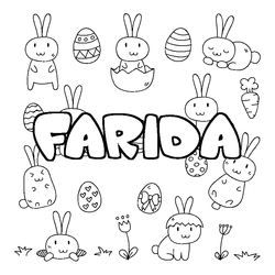 Coloraci&oacute;n del nombre FARIDA - decorado Pascua