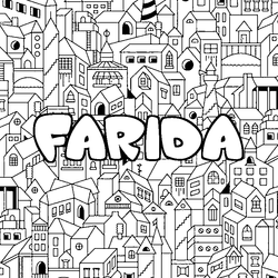 Coloraci&oacute;n del nombre FARIDA - decorado ciudad