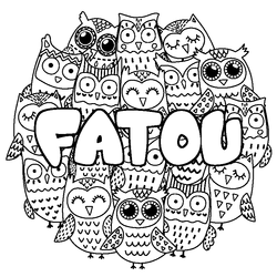 Coloraci&oacute;n del nombre FATOU - decorado b&uacute;hos