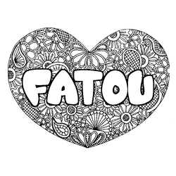 Coloraci&oacute;n del nombre FATOU - decorado mandala de coraz&oacute;n