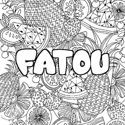 Coloraci&oacute;n del nombre FATOU - decorado mandala de frutas