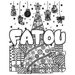 Coloraci&oacute;n del nombre FATOU - decorado &aacute;rbol de Navidad y regalos