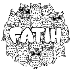 Coloraci&oacute;n del nombre FATIH - decorado b&uacute;hos
