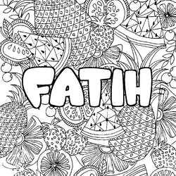 Coloraci&oacute;n del nombre FATIH - decorado mandala de frutas