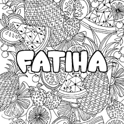 Coloraci&oacute;n del nombre FATIHA - decorado mandala de frutas