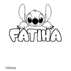 Coloraci&oacute;n del nombre FATIHA - decorado Stitch