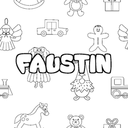 Coloraci&oacute;n del nombre FAUSTIN - decorado juguetes