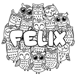 Coloraci&oacute;n del nombre F&Eacute;LIX - decorado b&uacute;hos