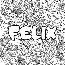 Coloraci&oacute;n del nombre F&Eacute;LIX - decorado mandala de frutas