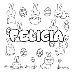 Coloraci&oacute;n del nombre FELICIA - decorado Pascua
