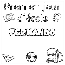 Coloraci&oacute;n del nombre FERNANDO - decorado primer d&iacute;a de escuela
