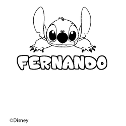 Coloraci&oacute;n del nombre FERNANDO - decorado Stitch