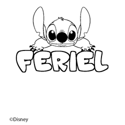 Coloraci&oacute;n del nombre FERIEL - decorado Stitch