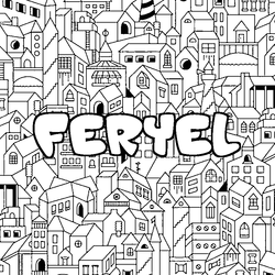 Coloraci&oacute;n del nombre FERYEL - decorado ciudad