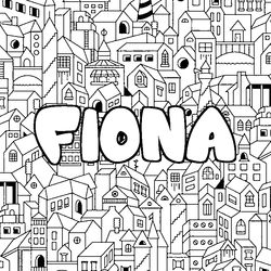 Coloraci&oacute;n del nombre FIONA - decorado ciudad