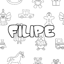 Coloraci&oacute;n del nombre FILIPE - decorado juguetes