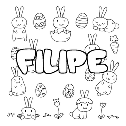 Coloraci&oacute;n del nombre FILIPE - decorado Pascua