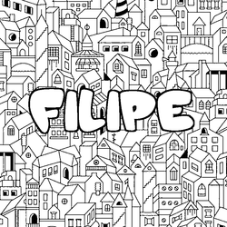 Coloraci&oacute;n del nombre FILIPE - decorado ciudad