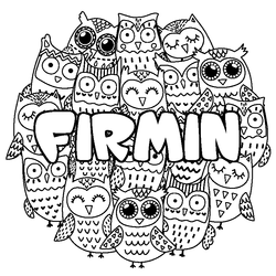 Coloraci&oacute;n del nombre FIRMIN - decorado b&uacute;hos