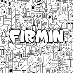 Coloraci&oacute;n del nombre FIRMIN - decorado ciudad