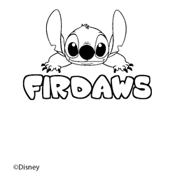 Coloraci&oacute;n del nombre FIRDAWS - decorado Stitch