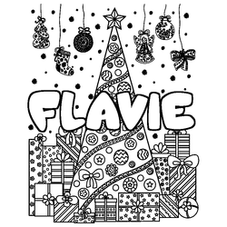 Coloraci&oacute;n del nombre FLAVIE - decorado &aacute;rbol de Navidad y regalos