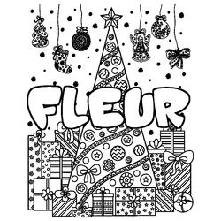 Coloraci&oacute;n del nombre FLEUR - decorado &aacute;rbol de Navidad y regalos